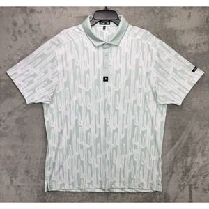 Bad Birdie Men's Polo Shirt‎ 2XL Green White Desert Roads Saguaro Cactus Golf